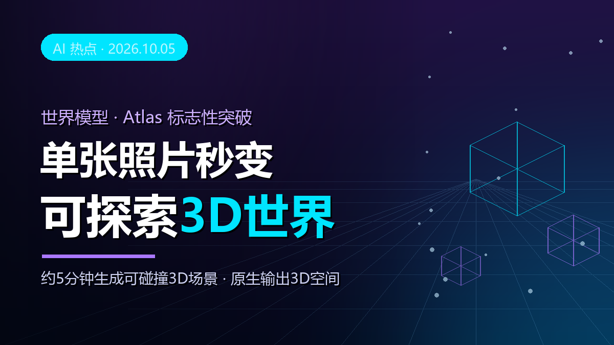 单张照片秒变可探索3D世界：世界模型 Atlas 迎标志性突破