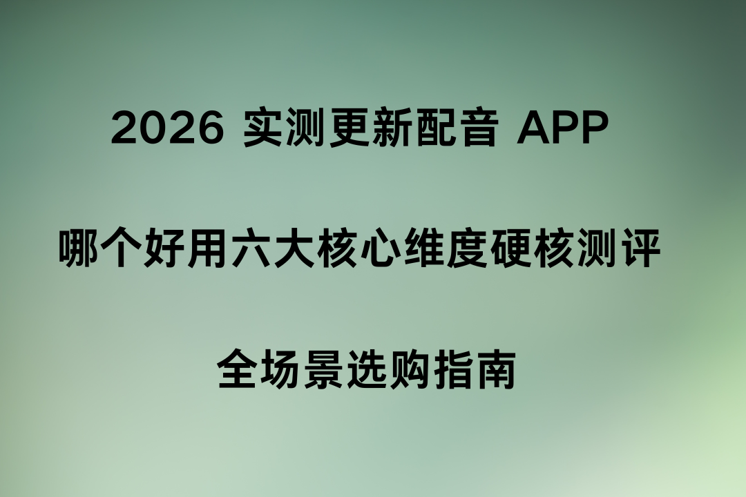 2026 实测更新配音 APP 哪个好用六大核心维度硬核测评 全场景选购指南