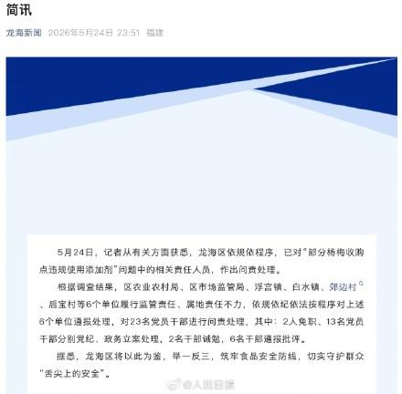人民日报发布：23人被问责！“泡药杨梅”给所有食品上了一课
